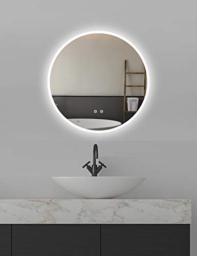 ApeJoy Anti-fog 60 cm round LED bathroom mirror with cool white lighting with touch sensor Energy efficiency class A + AJ01s