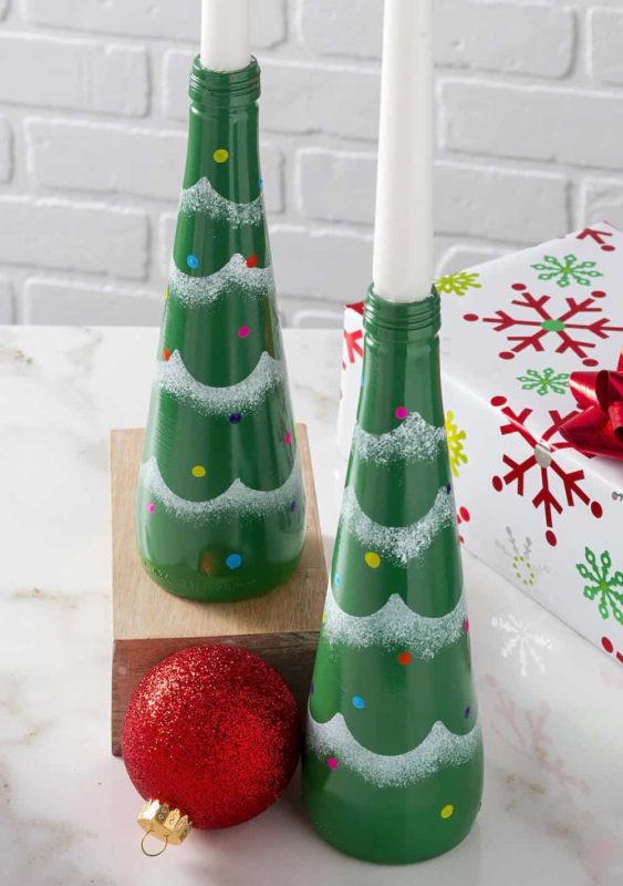 Christmas-decorations-glass-bottles-candle holders