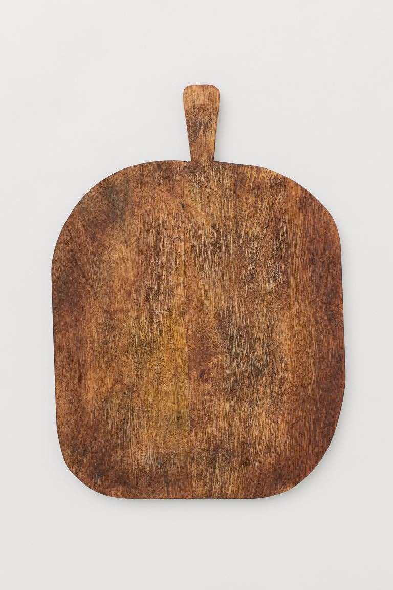 Handle wood chopping board Width 30 cm.  Length 42.7 cm.