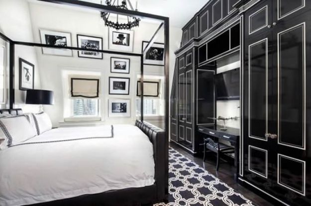 Black paneling in the room