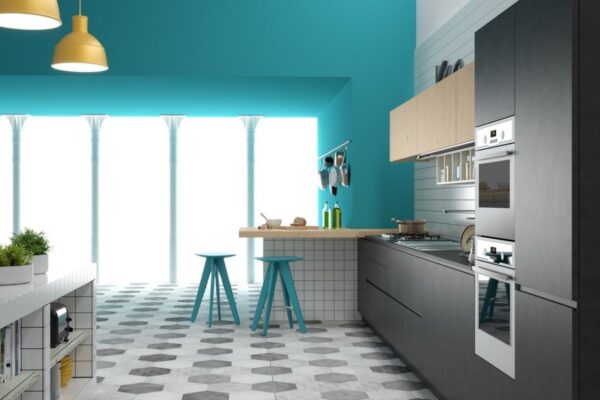 Turquoise kitchen walls: the best combinations