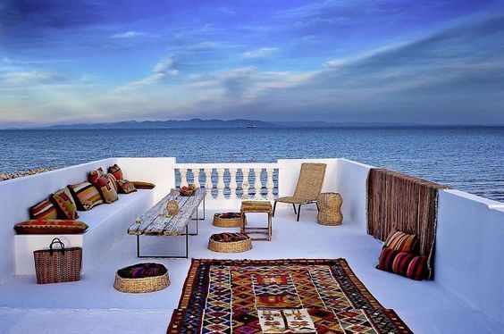 sea ​​terrace furnished in ethnic style