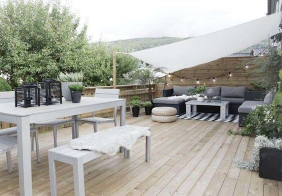 furnish attic terrace with shaded area