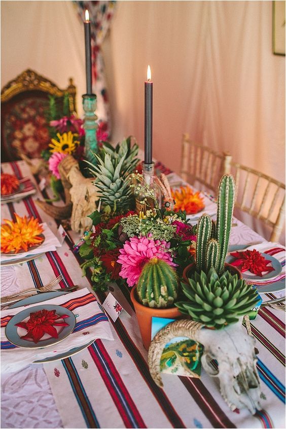 Mexican style table with succulents