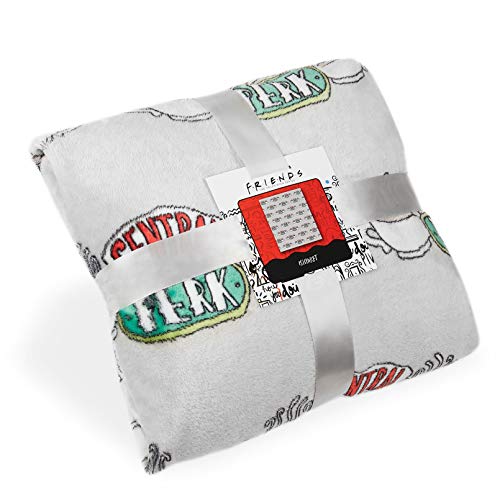 Friends Sofa Blankets, Extra Soft Fleece Blanket with Central Perk Design, Gray Bed Blankets, Official Merchandising Home Accessories