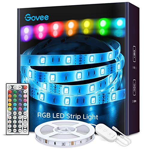 Govee LED Strip, Decorative RGB LED Lights 5m with Remote Control and Control Box, 12V Adhesive LED Strips with 20 Colors and 6 Scene Modes for Room, Wall, Ceiling Decoration