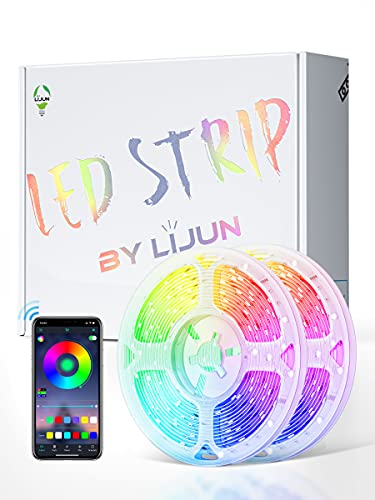 10m LED Strip, Lijun TikTok Multicolor RGB LED Lights Bluetoooth LED Light 16 Million Colors Synchronize with Music Compatible with Lotus Lantern