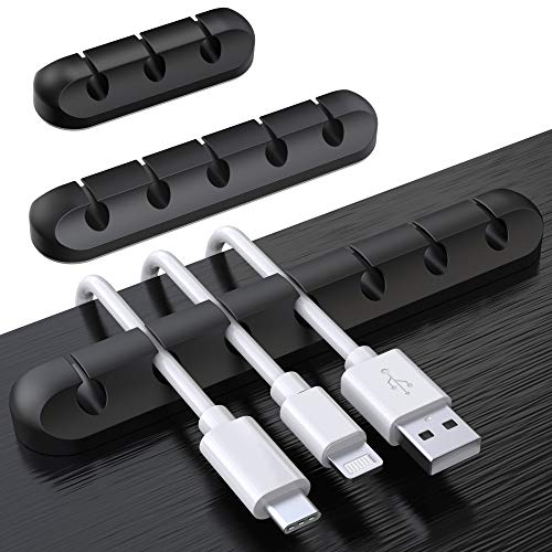 SOULWIT® 3 Pcs Self Adhesive Cable Organizer, Durable Cable Clips, Desktop Cable Management System USB Charging Cable Power Cord Mouse Cable Office PC Cable