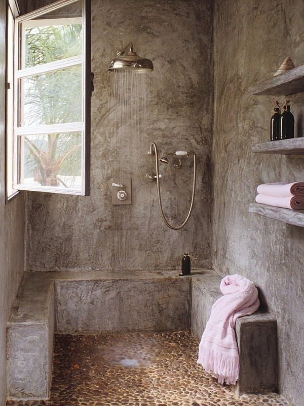 rustic stone shower