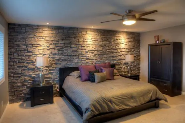 Bedrooms with stone walls