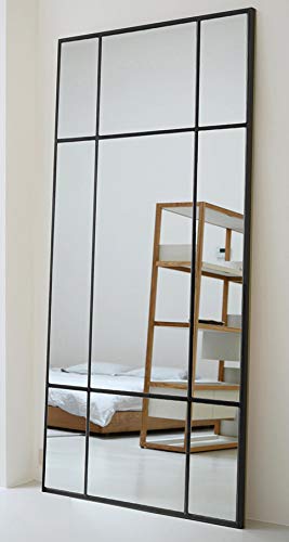 Full Length Rectangular Black Mirror [180 x 90 x 3cm] |  Danish design |  Large and Long Standing Mirror |  Vertical and horizontal