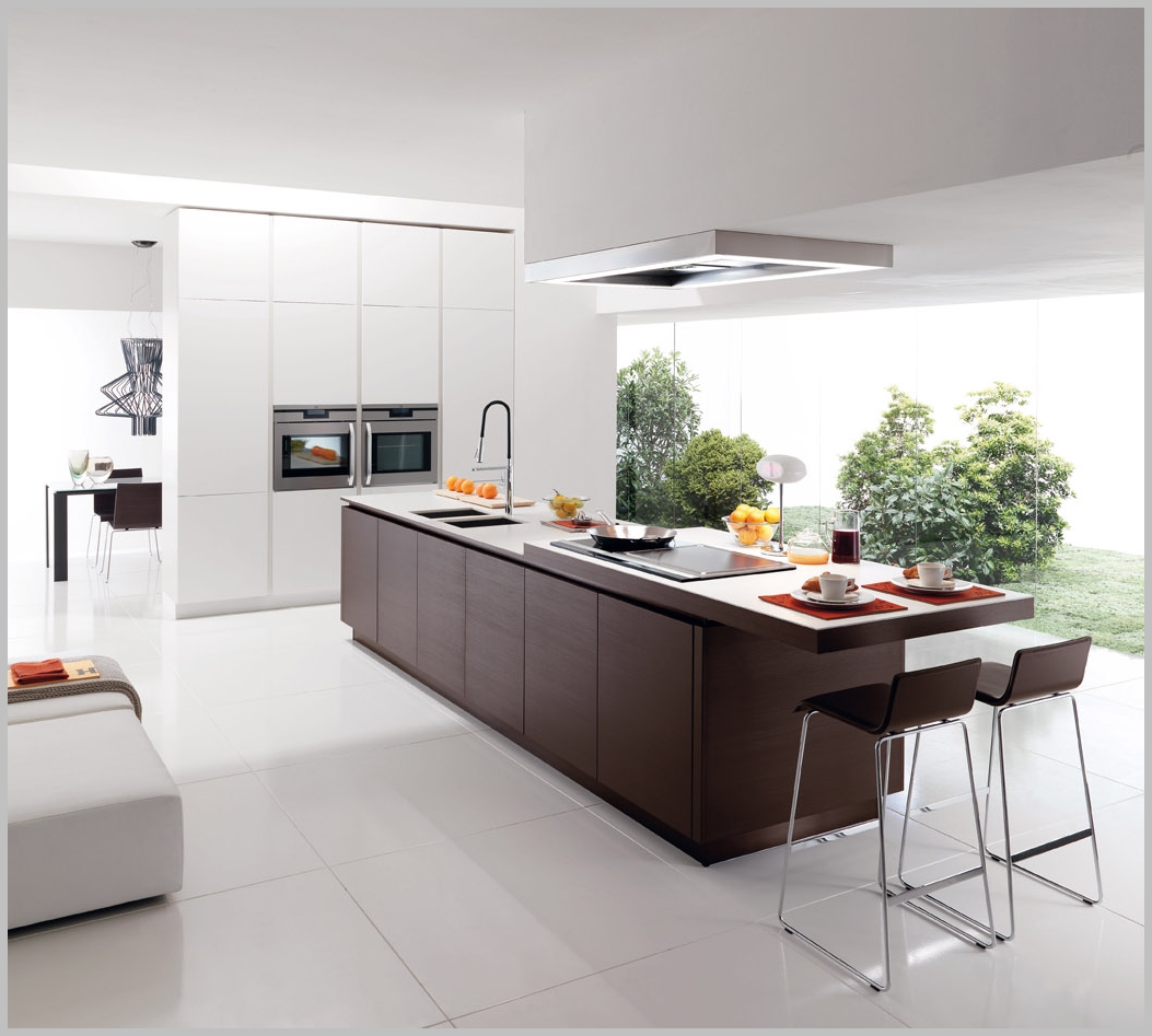 Modern kitchen with integrated dining table - Interior Magazine