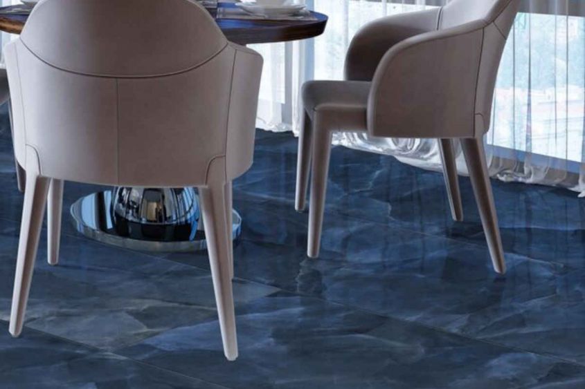 glossy marble-effect porcelain stoneware