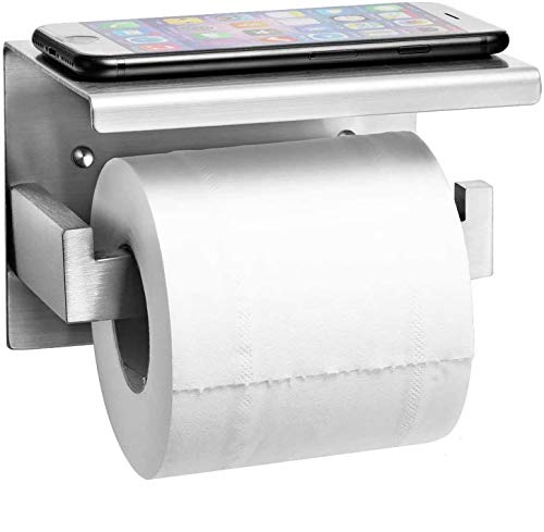 Auxmir 304 Stainless Steel Toilet Paper Holder, Self-adhesive Toilet Paper Holder, Suitable for Bathrooms and Kitchens, Silver