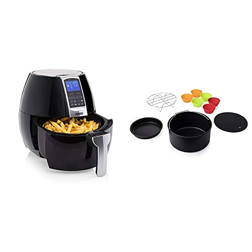 Princess 182020 Aerofryer XL - Air Fryer, Digital Touch Control Panel, Easy to Clean, 3.2 liters, 1500 W + Princess 182011 - Set of 10 Accessories for Fryer Aerofryer