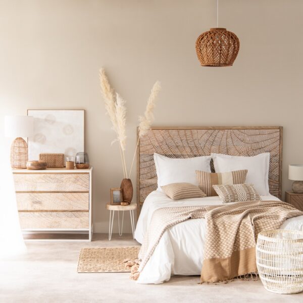 Sand-colored bedroom walls