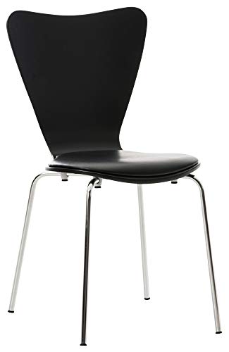 Calisto Stackable Visitor Chair I Conference Chair with Leatherette & Metal Base I Wooden Meeting Chair I Color :, Color: Black / Black