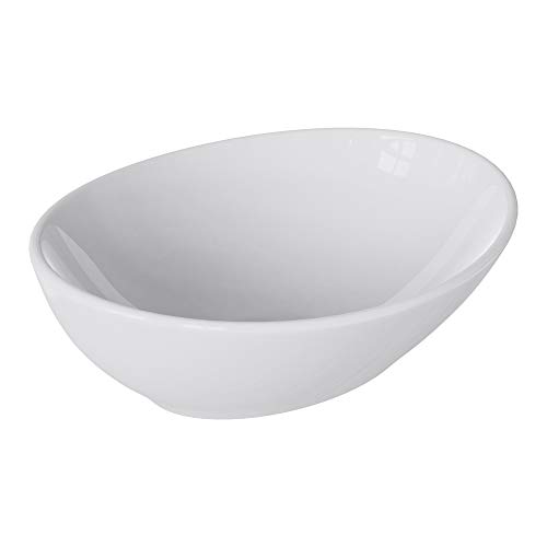 doporro: White ceramic countertop washbasin, Oval design Brüssel205, 41 cm wide