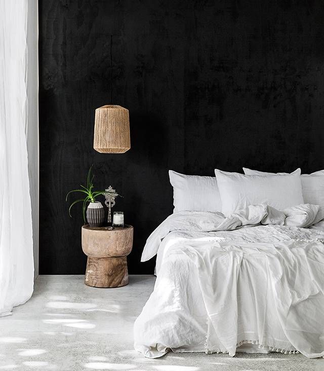 black bedroom wall