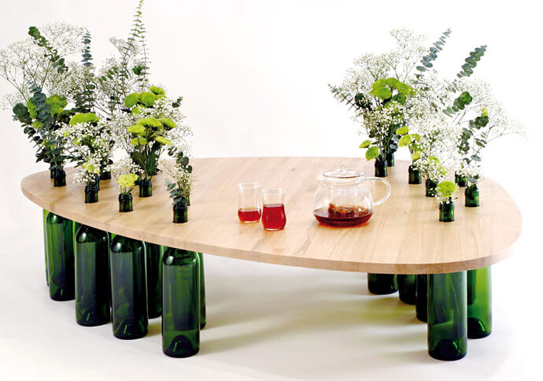 recycle-bottles-glass-table