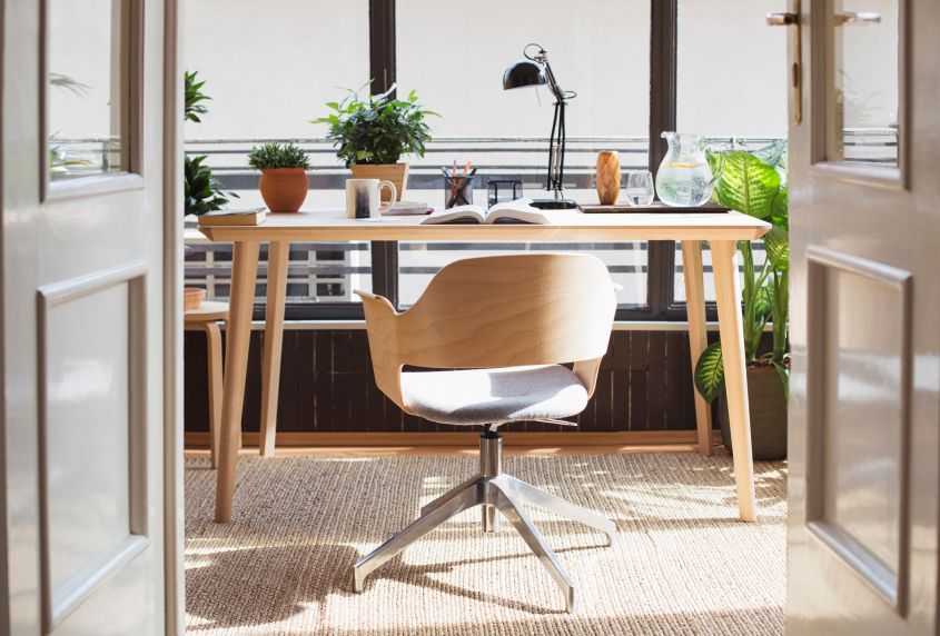 Empty chair in home study