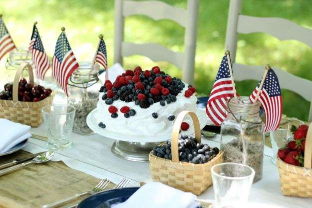 Setting the table for the 4th of July party