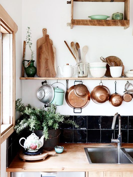 Make the copper pots stand out