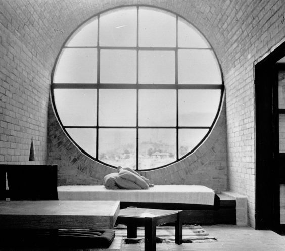 Round window in industrial style