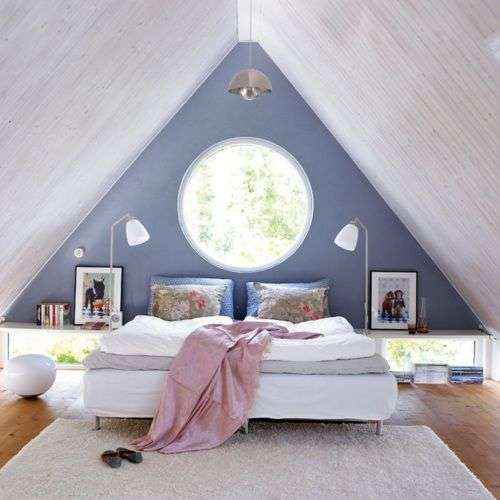 Bedroom with round window