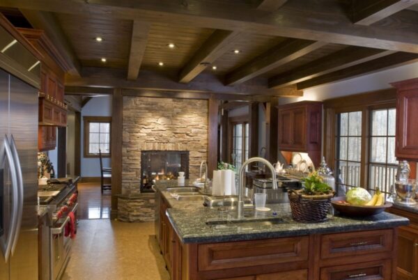 rustic-kitchen-with-fireplace