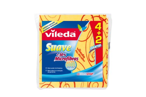 Vileda Suave - Soft cloths with 30% microfibers, 4 + 2 units free