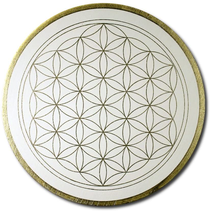 Wall painting with flower of life in gold color, hand painted, size 60 cm.