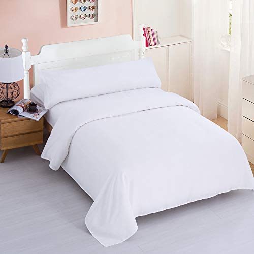 Dalina Textile Bed Sheet Set 3 Pieces - 1 Adjustable 150cm Bed Sheet with 230x260cm Top and 1 Long Pillowcase (White 150x190-200cm Bed)