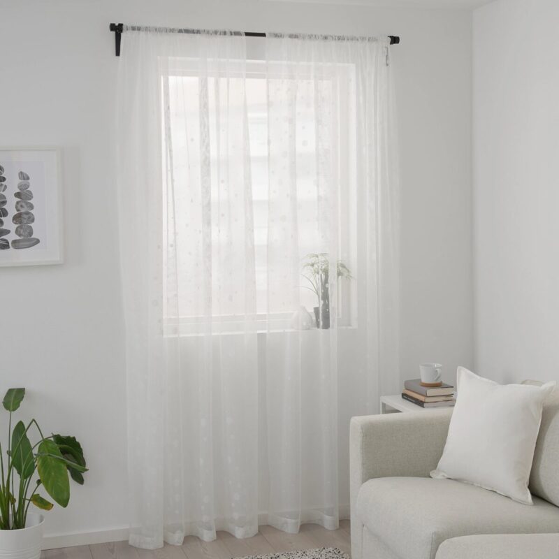 ikea-irmali-thin-curtain-2-sheets-white-polka dot