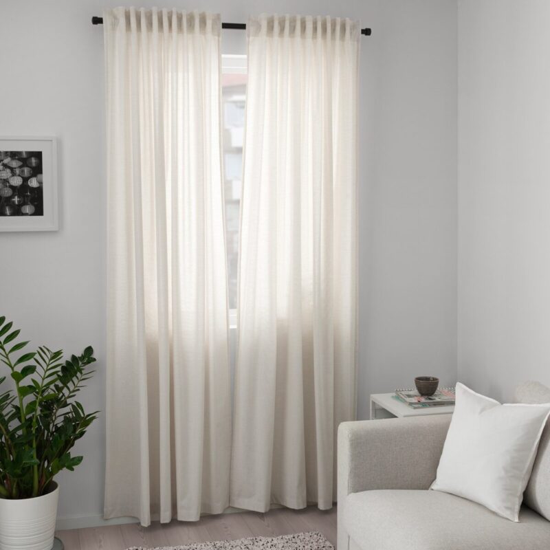 ikea-hannalill-curtain-2-sheets-beige