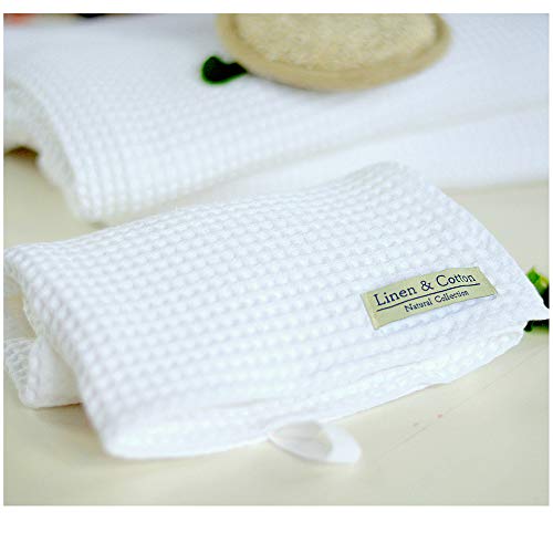 Linen & Cotton Leila Hand / Bath Towels- 100% Cotton, 50 x 70cm, White