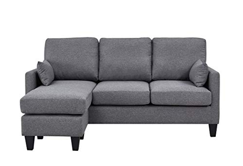 Astan Hogar 3 Seater Sofa Bed with Chaise Longe, Upholstered Fabric.  Lena Model AH-AR40700GR, Gray, One Size