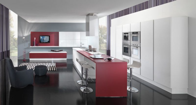 kitchen-white-red-black