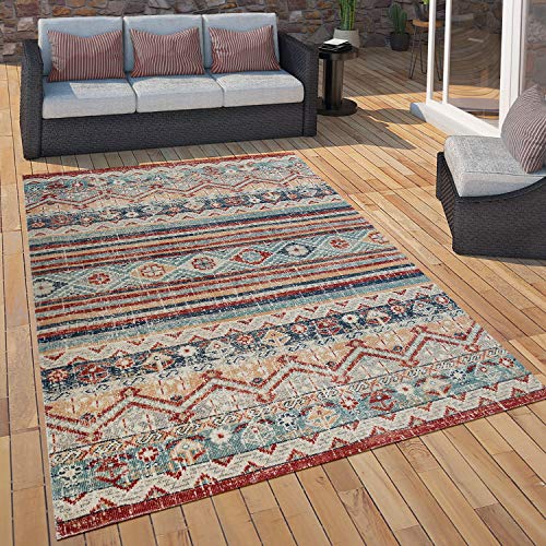 Flat Woven Carpet Vintage Fashion Oriental Used Look Shabby Chic Multicolor, size: 120x160cm