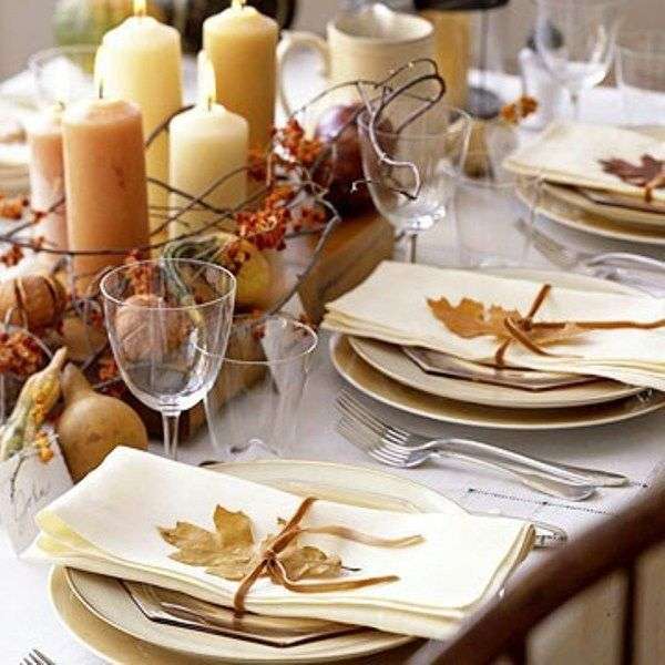 Decorations with autumn leaves