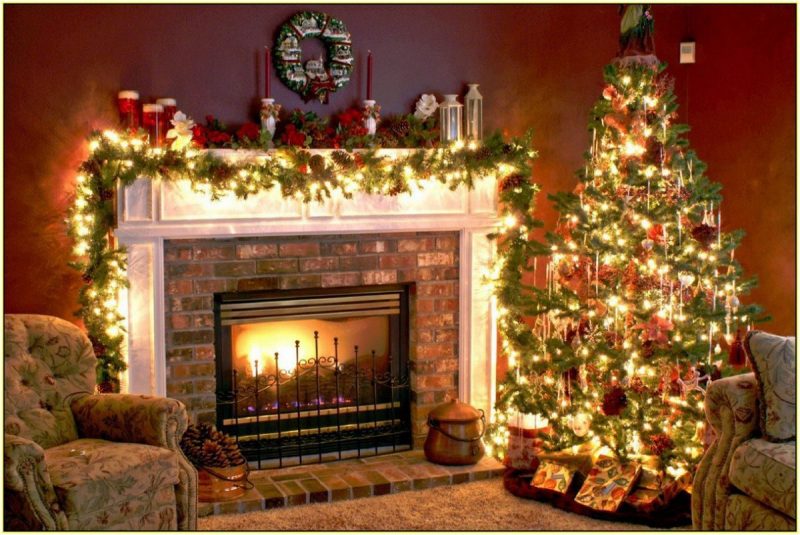 fireplace-Christmas-decorations-lights