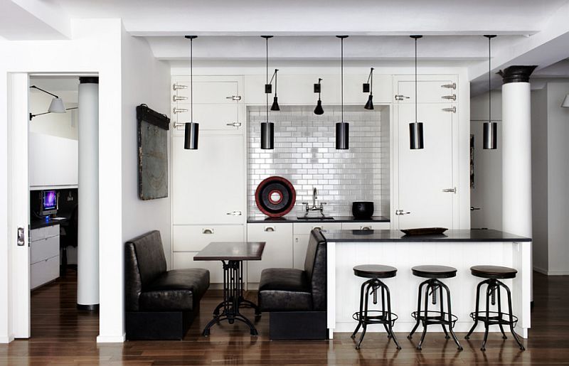 Black and white kitchen with vintage charm