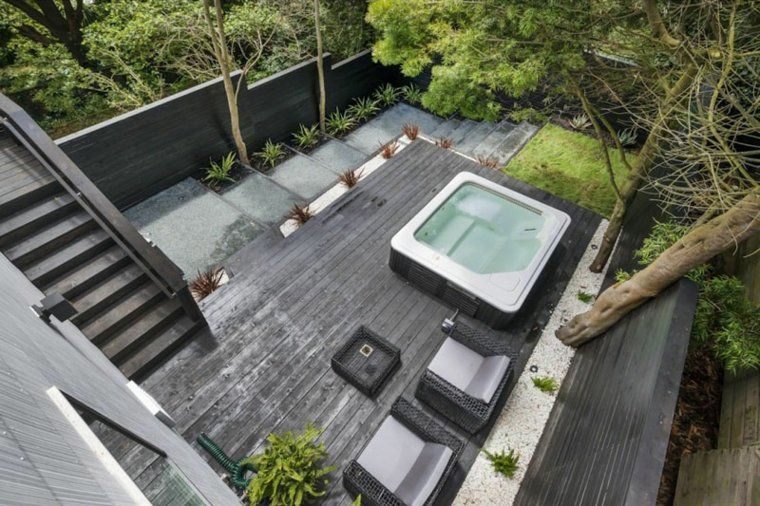 Multi-level garden with swimming pool