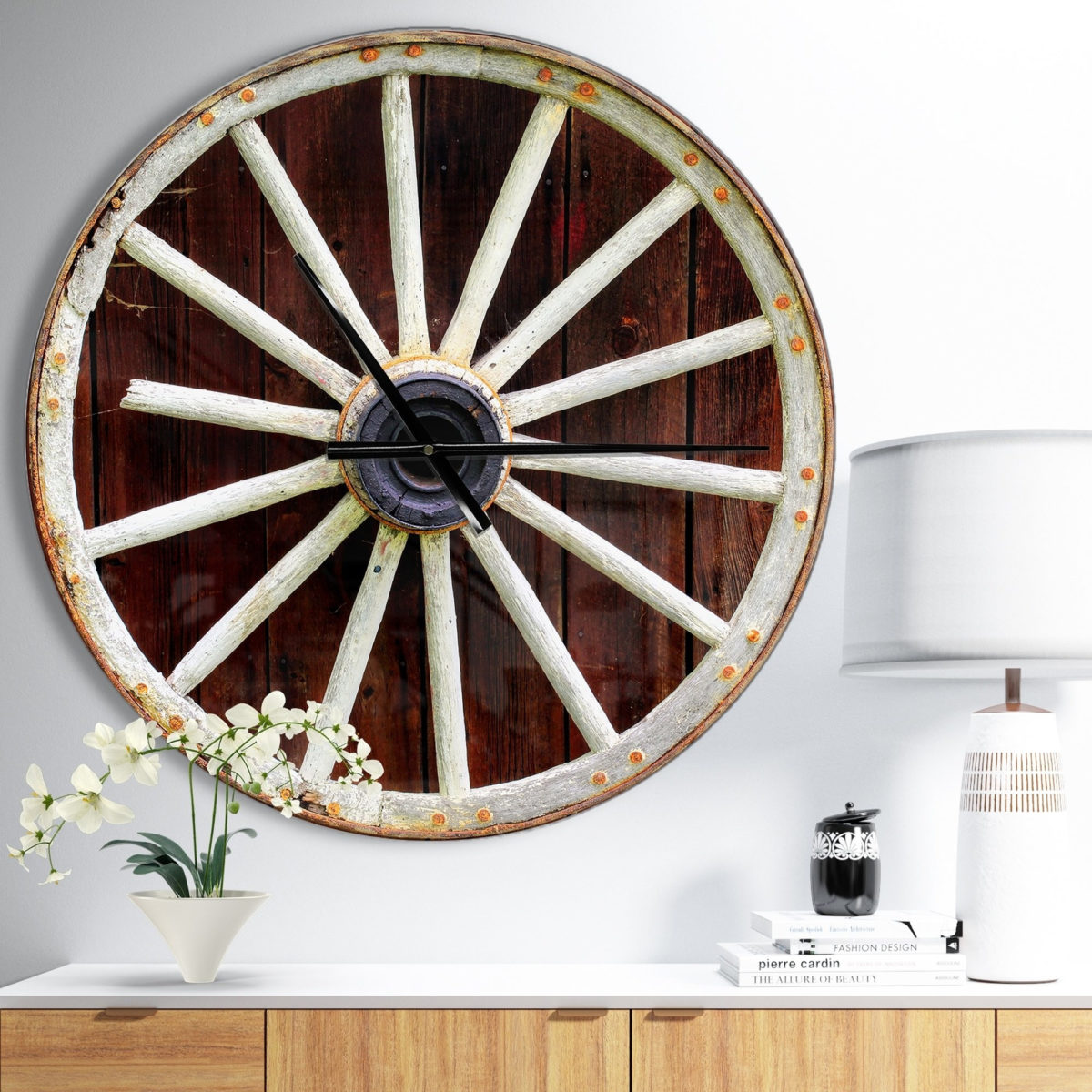 wagon wheel decorating ideas Inspirational Shop Designart Country Wagon Wheel on Wooden Wall Clock Oversized Pics