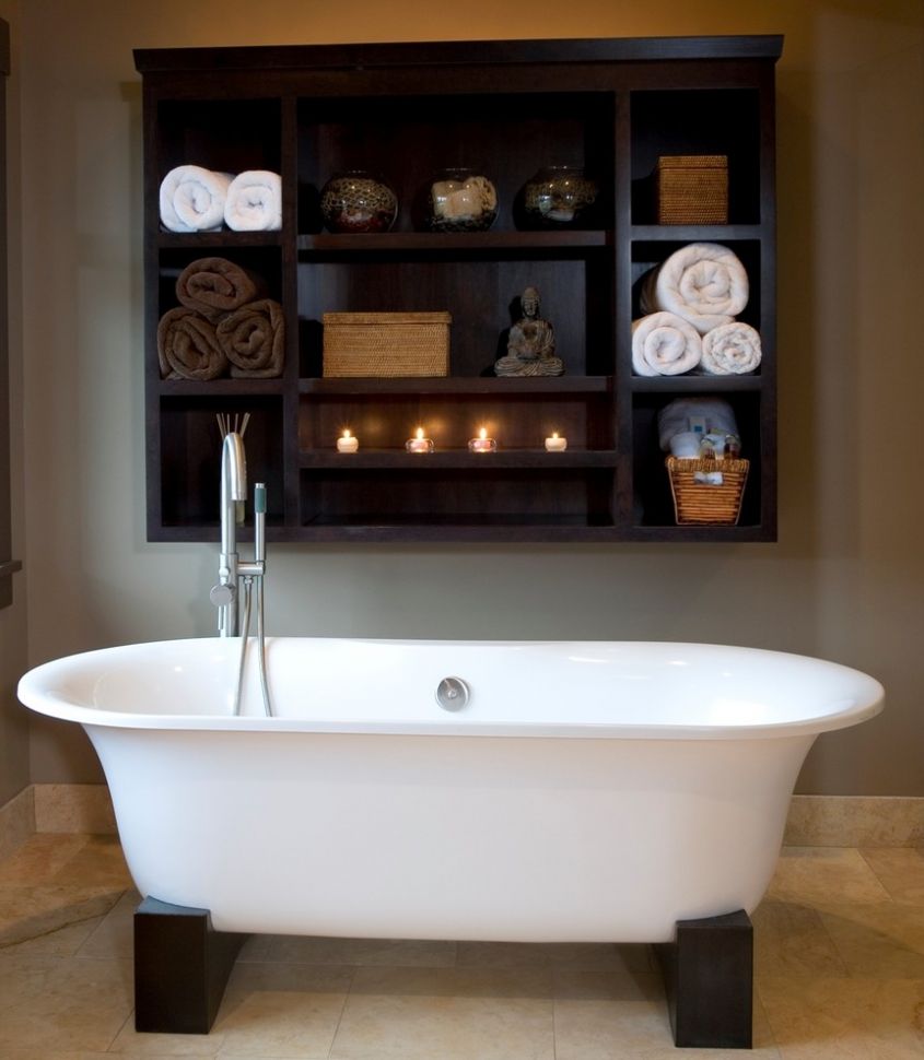 Bathroom cabinet in dark wood