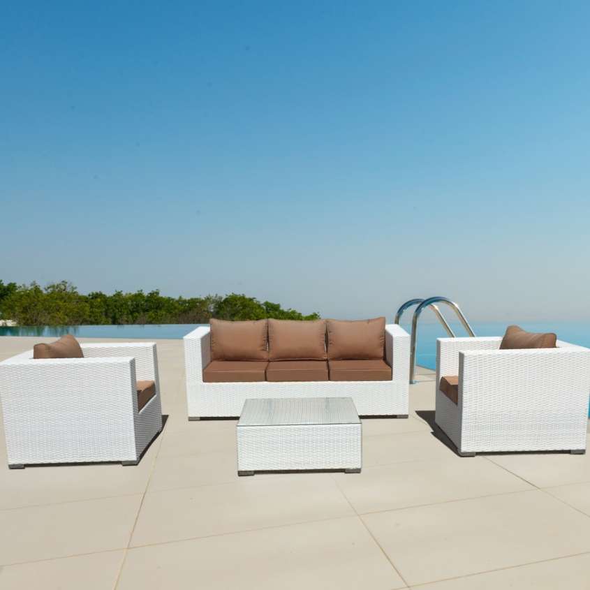 Modern rattan garden lounge