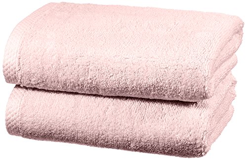 Amazon Basics Quick Dry 2 Towel Set, 2 Hand Towels - Light Pink