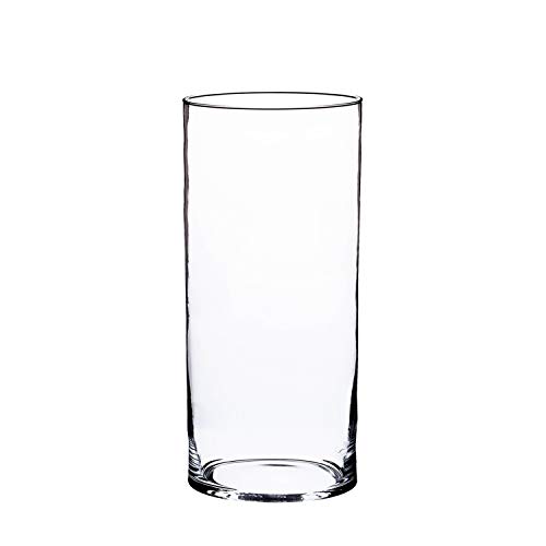 INNA-Glas Sansa Crystal Cylindrical Vase, Transparent, 30cm, Ø 15cm - Tabletop Planter - Decorative Glass