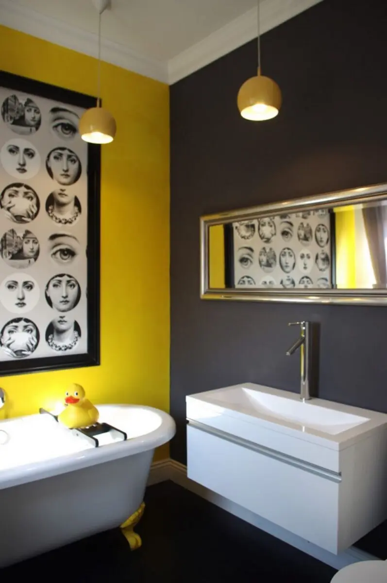 Bathroom With Yellow Gray Wall Colors Ideas For The House