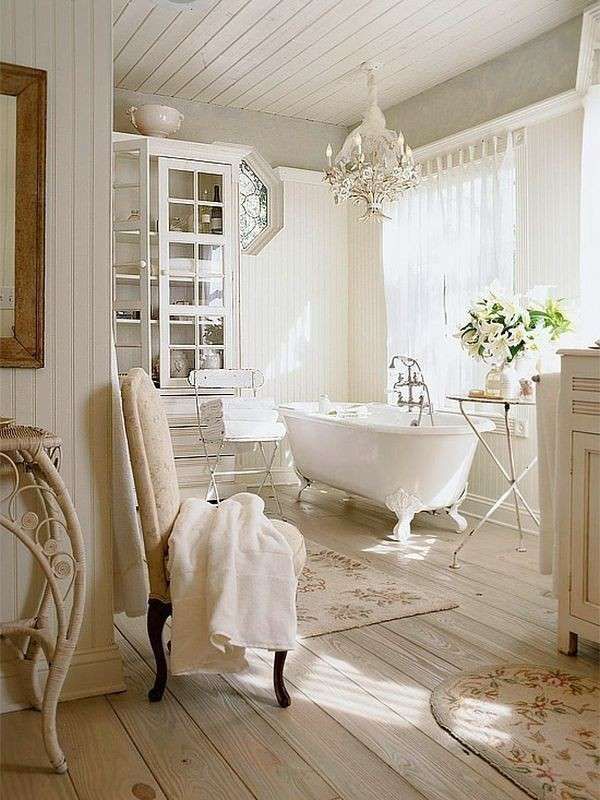 Furnish large shabby bathroom